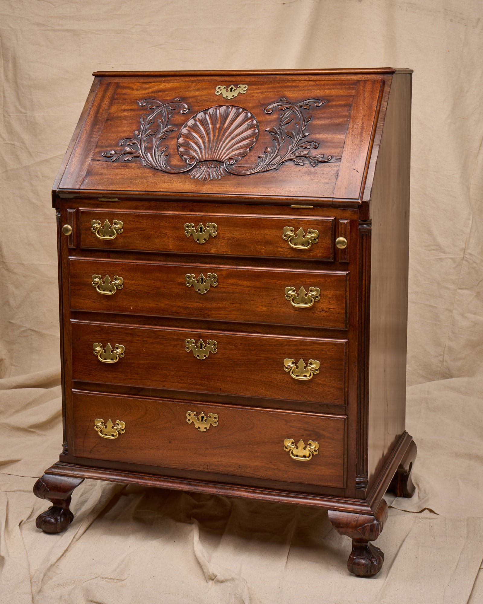 NEWPORT CHIPPENDALE MAHOGANY SLANT FRONT DESK (1 of 12)