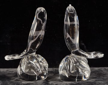 PAIR of DAUM CRYSTAL BIRD FIGURES