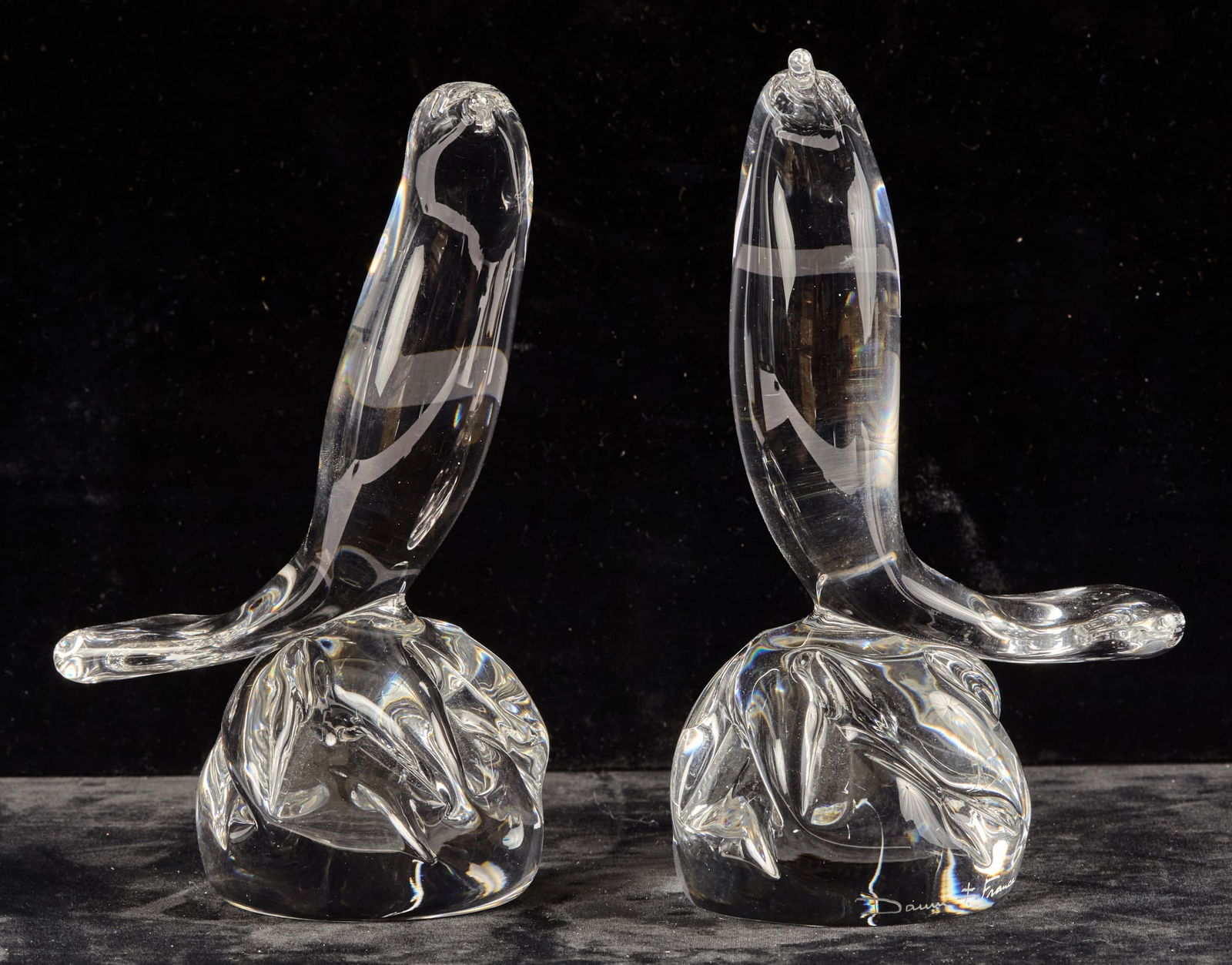PAIR of DAUM CRYSTAL BIRD FIGURES (1 of 8)