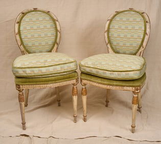 FINE QUALITY PAIR of LOUIS XVI STYLE SIDE CHAIRS