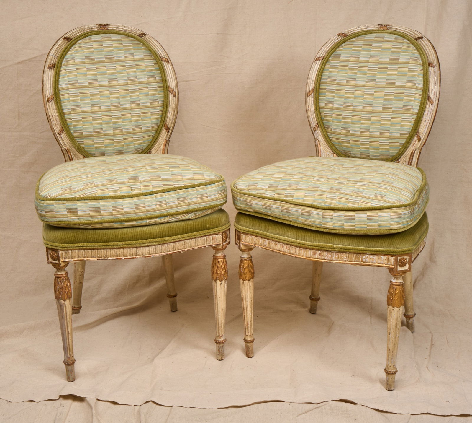 FINE QUALITY PAIR of LOUIS XVI STYLE SIDE CHAIRS (1 of 16)