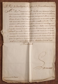 CHARLES EMMANUEL III to BISHOP OLGIATI 1735