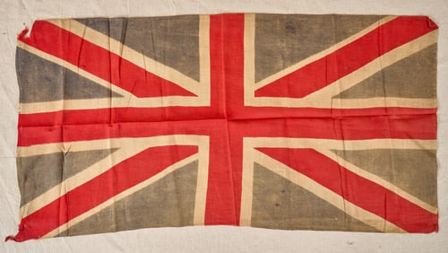 EARLY PRINTED BRITISH FLAG with SEWN EDGES