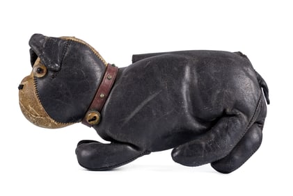 EARLY (20th c) LEATHER BOSTON TERRIER PURSE