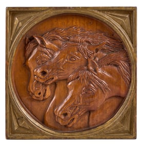 RICHARD BUTLER RELIEF CARVING of HORSES