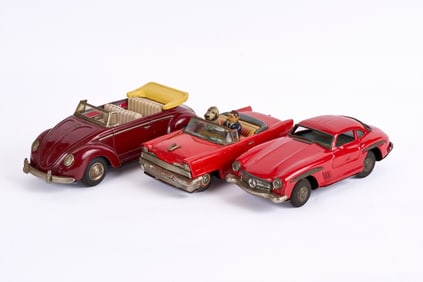 (3) POST WAR JAPANESE TIN LITHO FRICTION TOY CARS