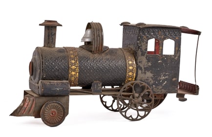 (19th) PAINTED TIN LOCOMOTIVE WIND-UP TOY