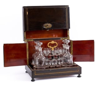 (19thc) BRASS INLAID CAVE A LIQUEUR