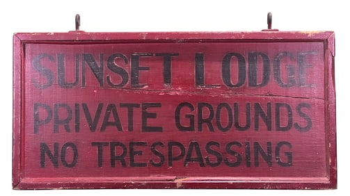 EARLY (20th c) SUNSET LODGE PAINTED WOODEN SIGN