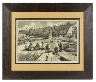 WINSLOW HOMER SHIP-BUILDING GLOUCESTER