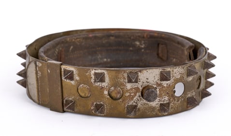 ADJUSTIBLE SPIKED NICKEL PLATED DOG COLLAR