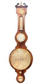 (19th c) D. GATTI ENGLISH MAHOGANY BANJO BAROMETER