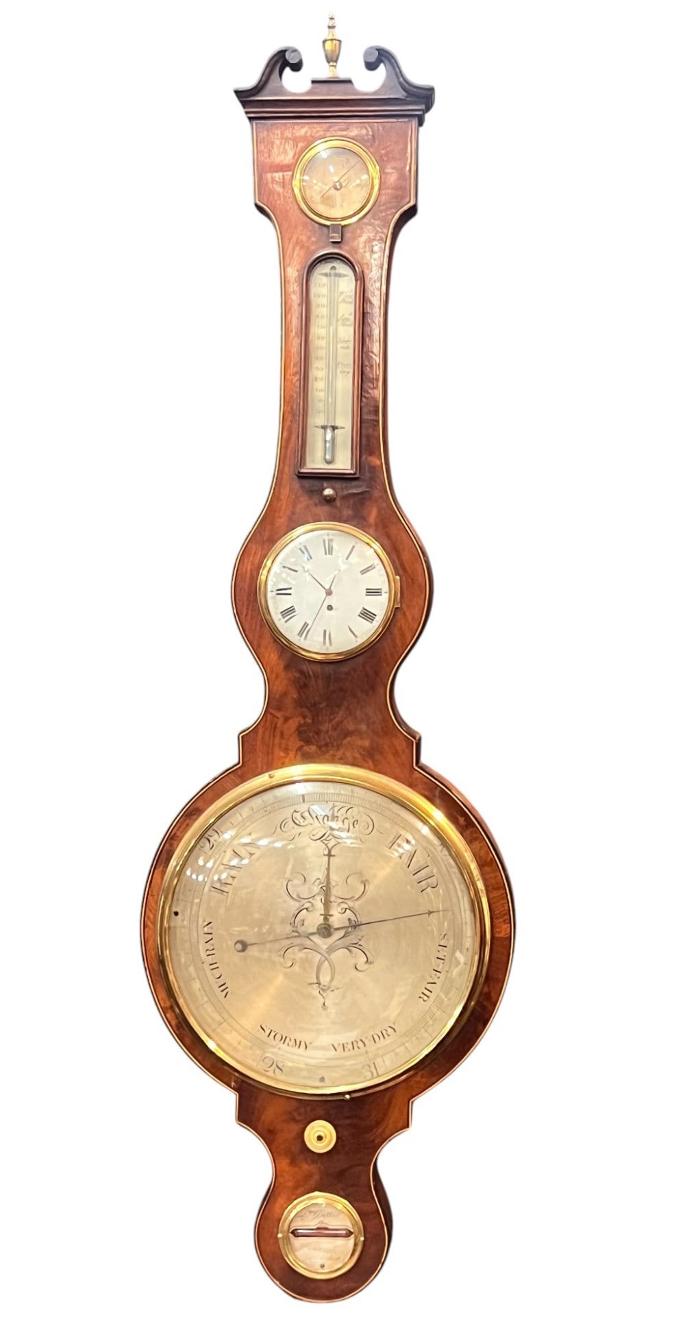 (19th c) D. GATTI ENGLISH MAHOGANY BANJO BAROMETER (1 of 20)