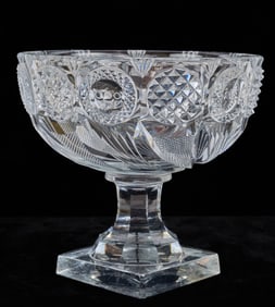 (19th c) CUT CRYSTAL FOOTED BOWL