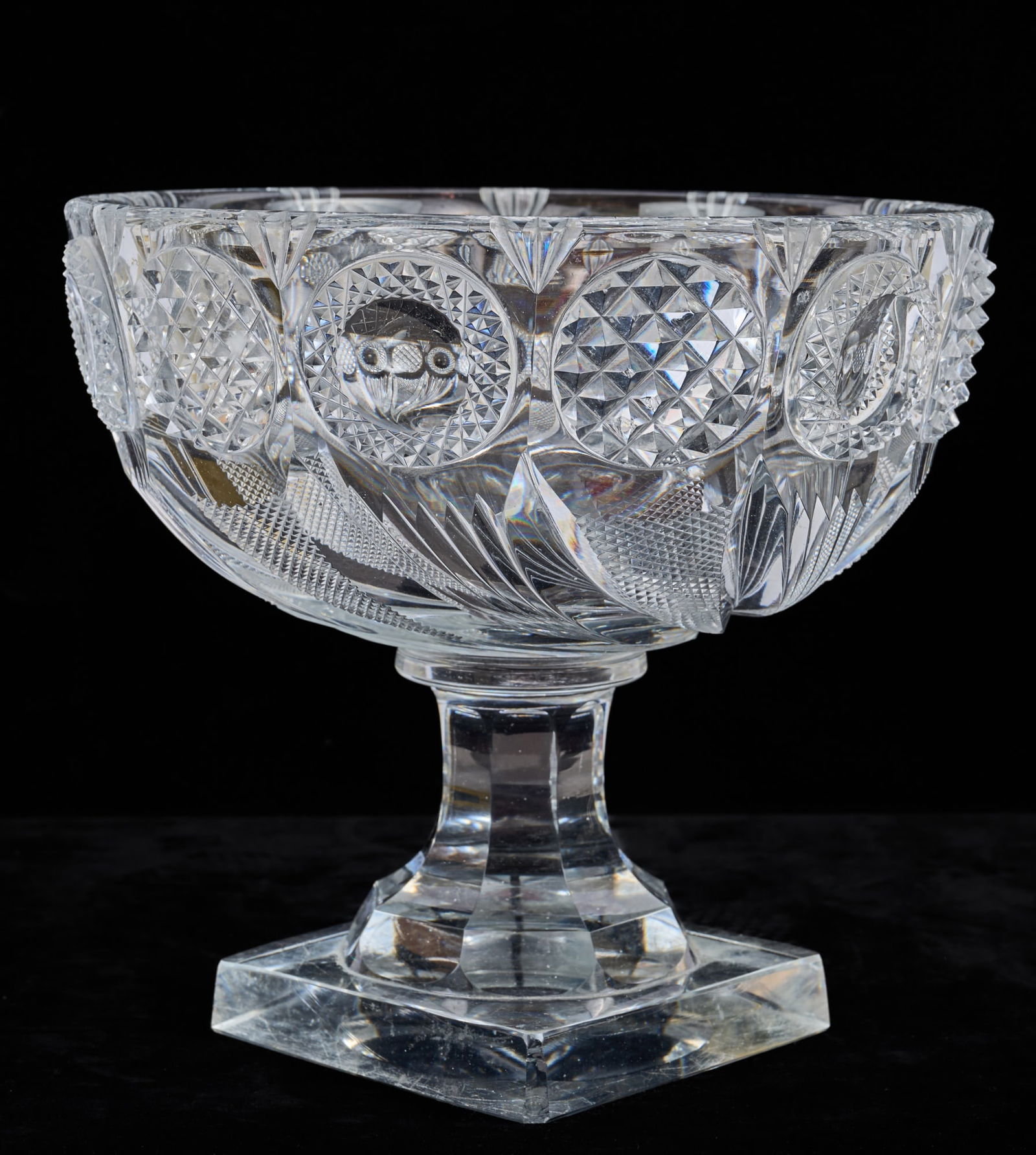 (19th c) CUT CRYSTAL FOOTED BOWL (1 of 9)