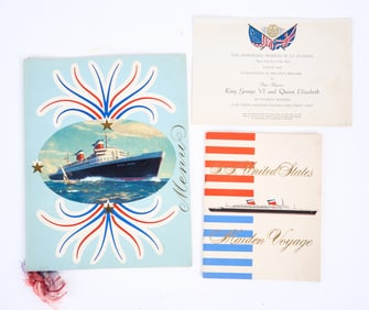 S.S UNITED STATES MAIDEN VOYAGE MENU & GUEST LIST