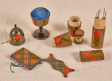 GROUP of TARTANWARE SEWING TOOLS