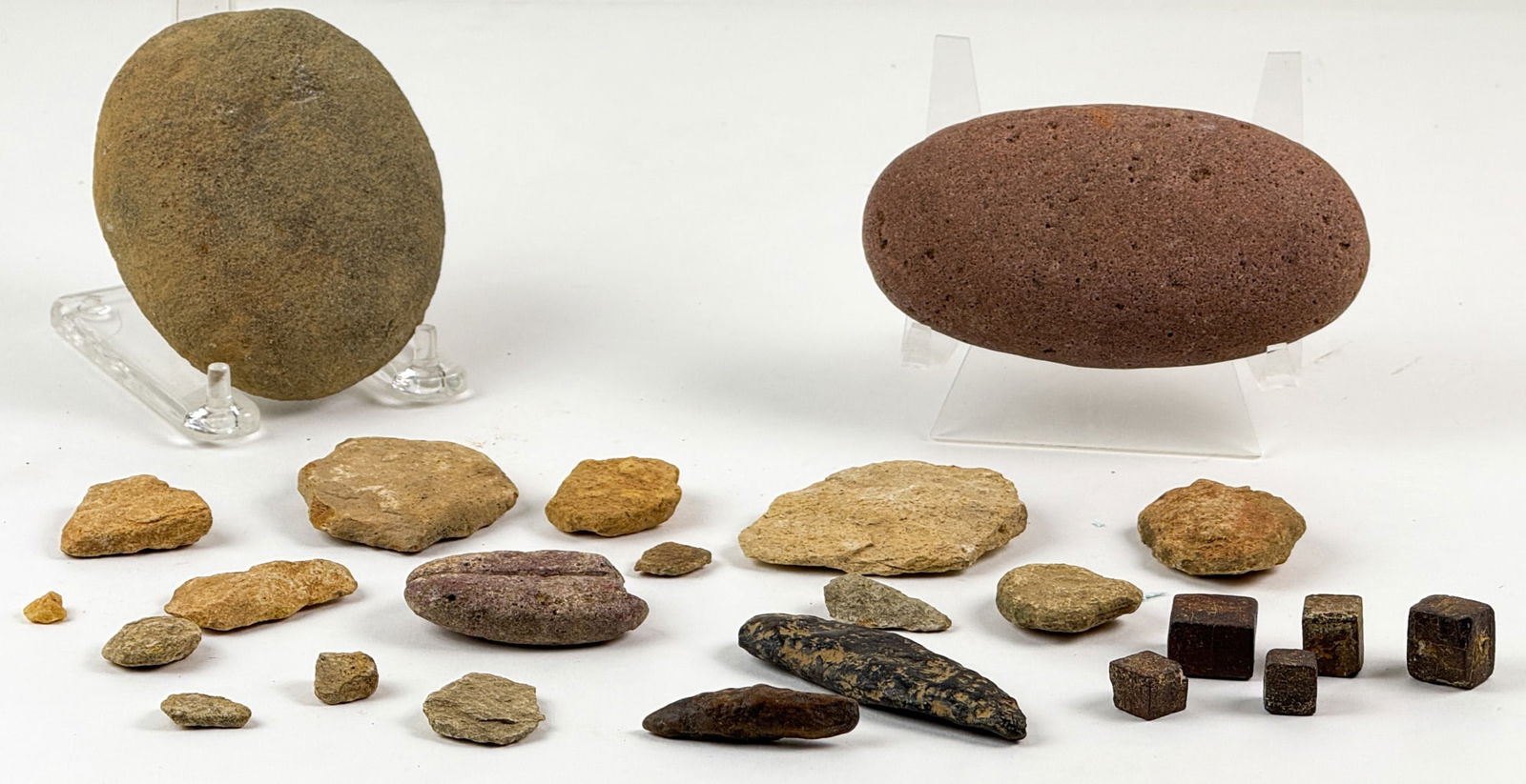 GROUP OF EXCAVATED MINERALS, FOSSILS, TOOLS, ETC (1 of 11)