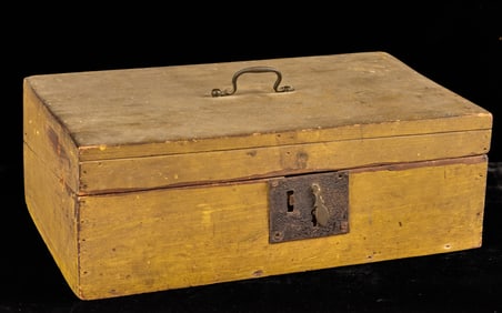 EARLY (19th c) LAP DESK in POLYCHROME YELLOW PAINT