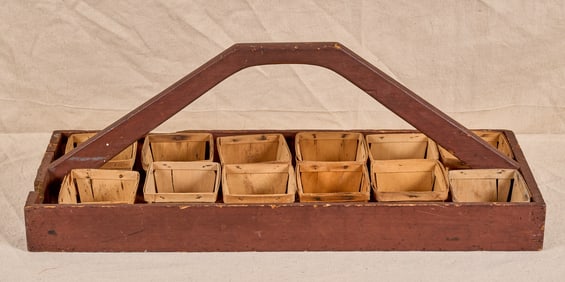 (20th c) PAINTED WOODEN BERRY BASKET CADDY