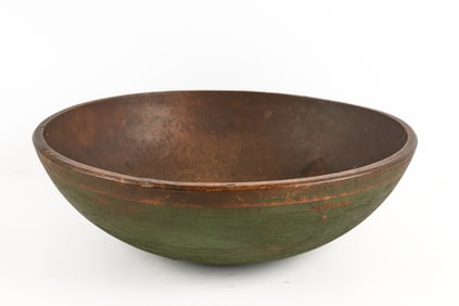 LARGE (19th c) TREENWARE BOWL in HUNTER GREEN