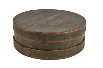 SHALLOW (19th c) PANTRY BOX in BLACK PAINT