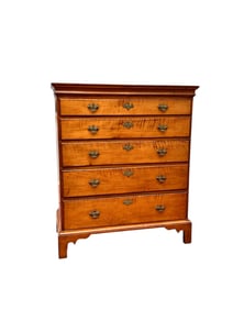 (18th c) TIGER MAPLE CHIPPENDALE CHEST