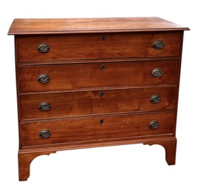 (19th c) CHIPPENDALE BIRCH CHEST of DRAWERS