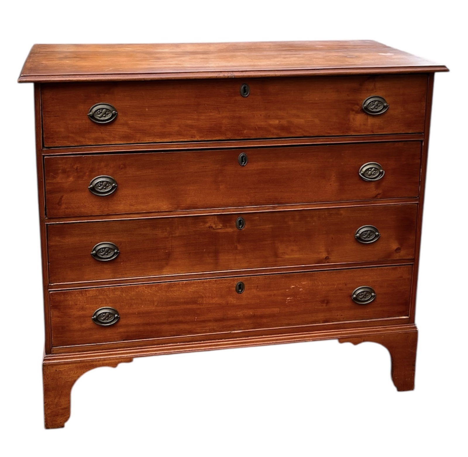 (19th c) CHIPPENDALE BIRCH CHEST of DRAWERS (1 of 17)