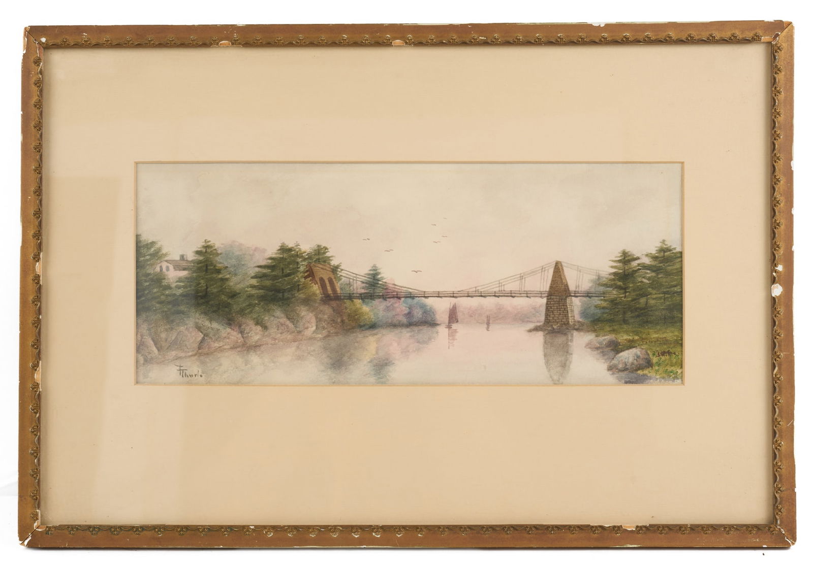 FRANK THURLO (1838-1913) Newburyport Chain Bridge (1 of 2)