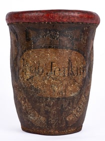(19th c) PAINTED LEATHER FIRE BUCKET