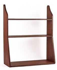 (18th c) PINE WALL SHELF in RED WASH