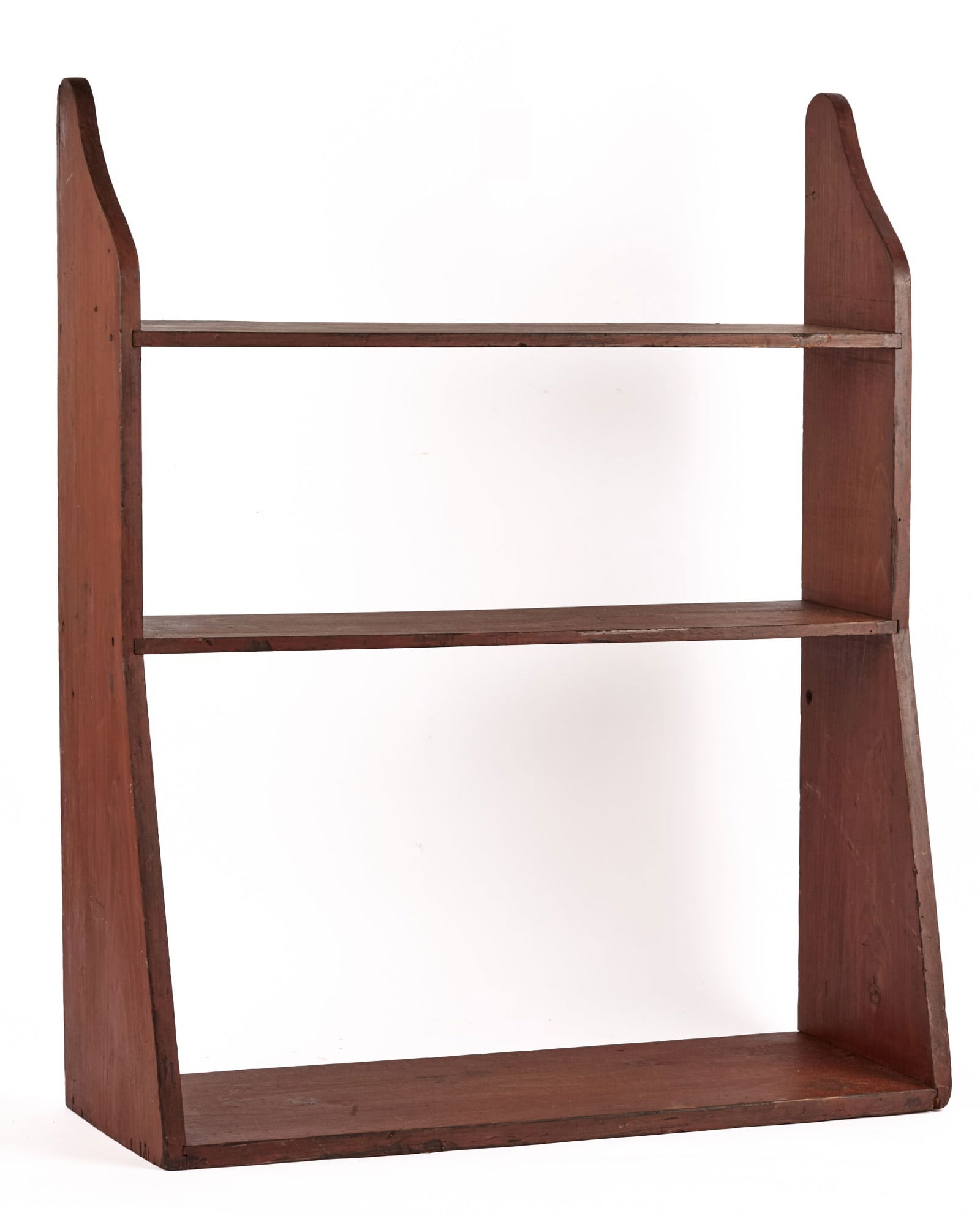 (18th c) PINE WALL SHELF in RED WASH (1 of 5)