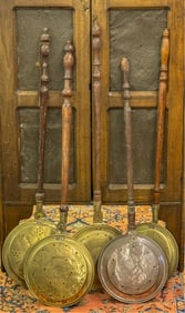 (5) BIRD ENGRAVED (19thc) BED WARMERS