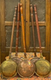 (6) INTERESTING (19thc) BED WARMERS