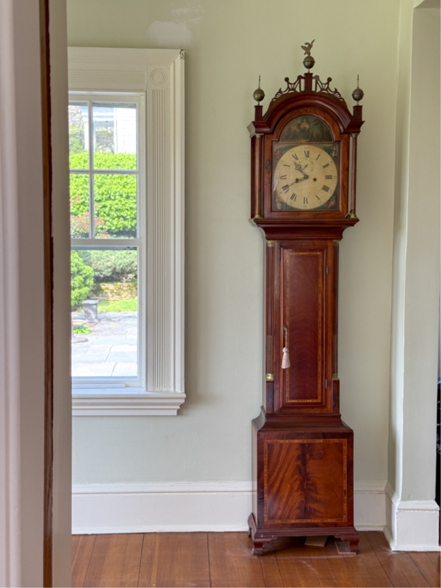 (19th c) INLAID MAHOGANY TALL CASE CLOCK (1 of 17)