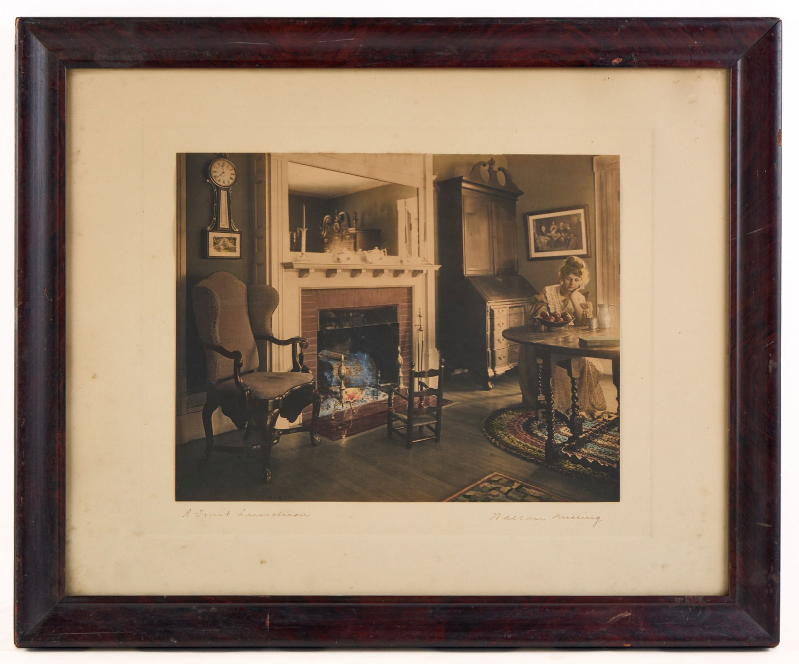 WALLACE NUTTING / A FRUIT LUNCHEON: Larger scale image with nice color. 18 1/2 x 22 1/2 inches (overall including frame) Condition: Good Temp No 7616