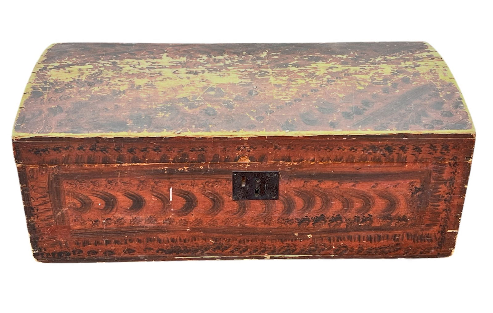 PAINT DECORATED DOME TOP CHEST DATED 10/13/1821 (1 of 8)