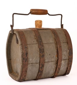 EARLY (19th c) PAINTED CASK with BAIL HANDLE
