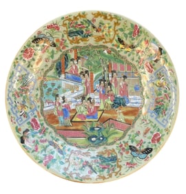 (19th c) CHINESE CELADON FAMILLE ROSE PLATTER