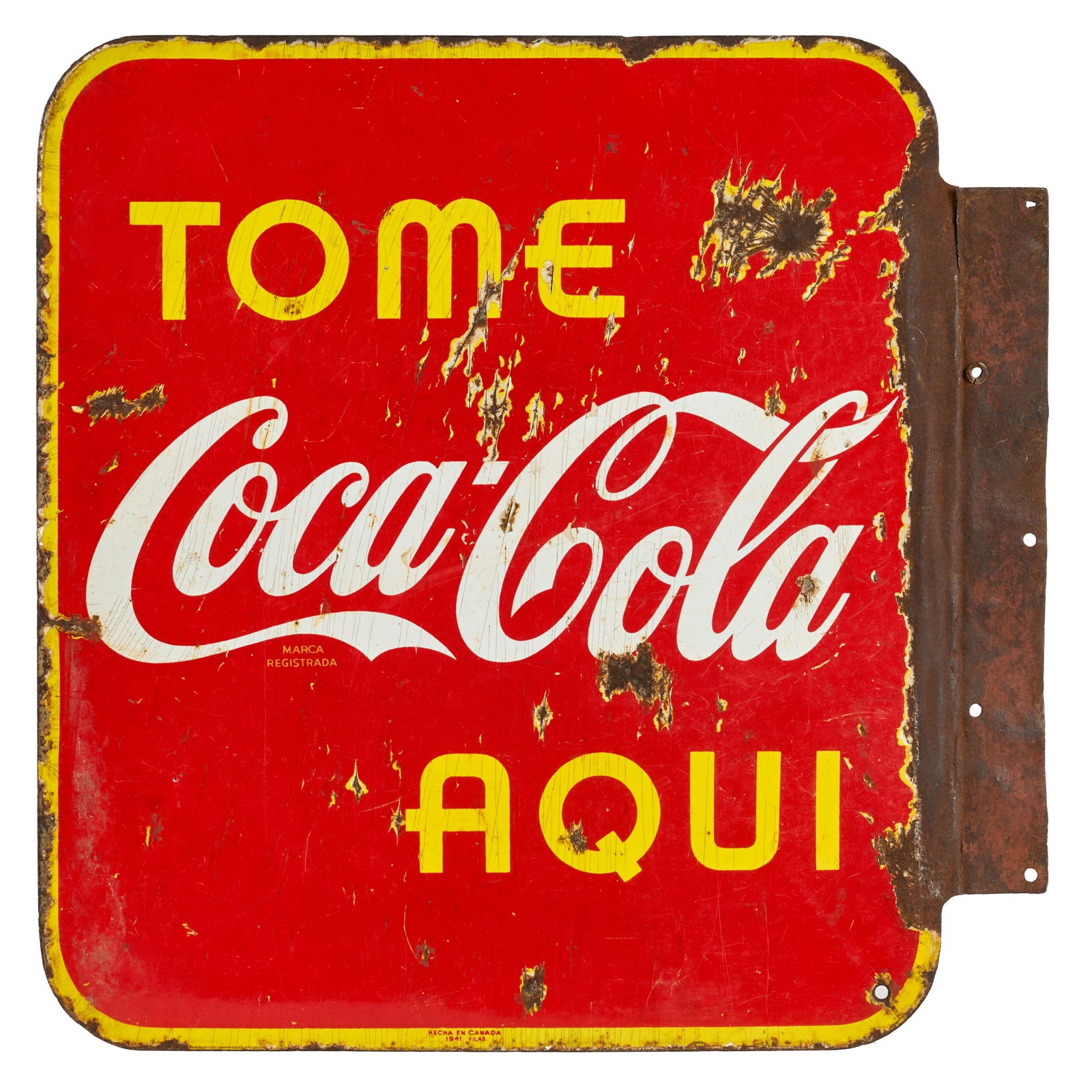 RARE (2) SIDED COCA COLA TOME AQUI PORCELAIN SIGN (1 of 9)