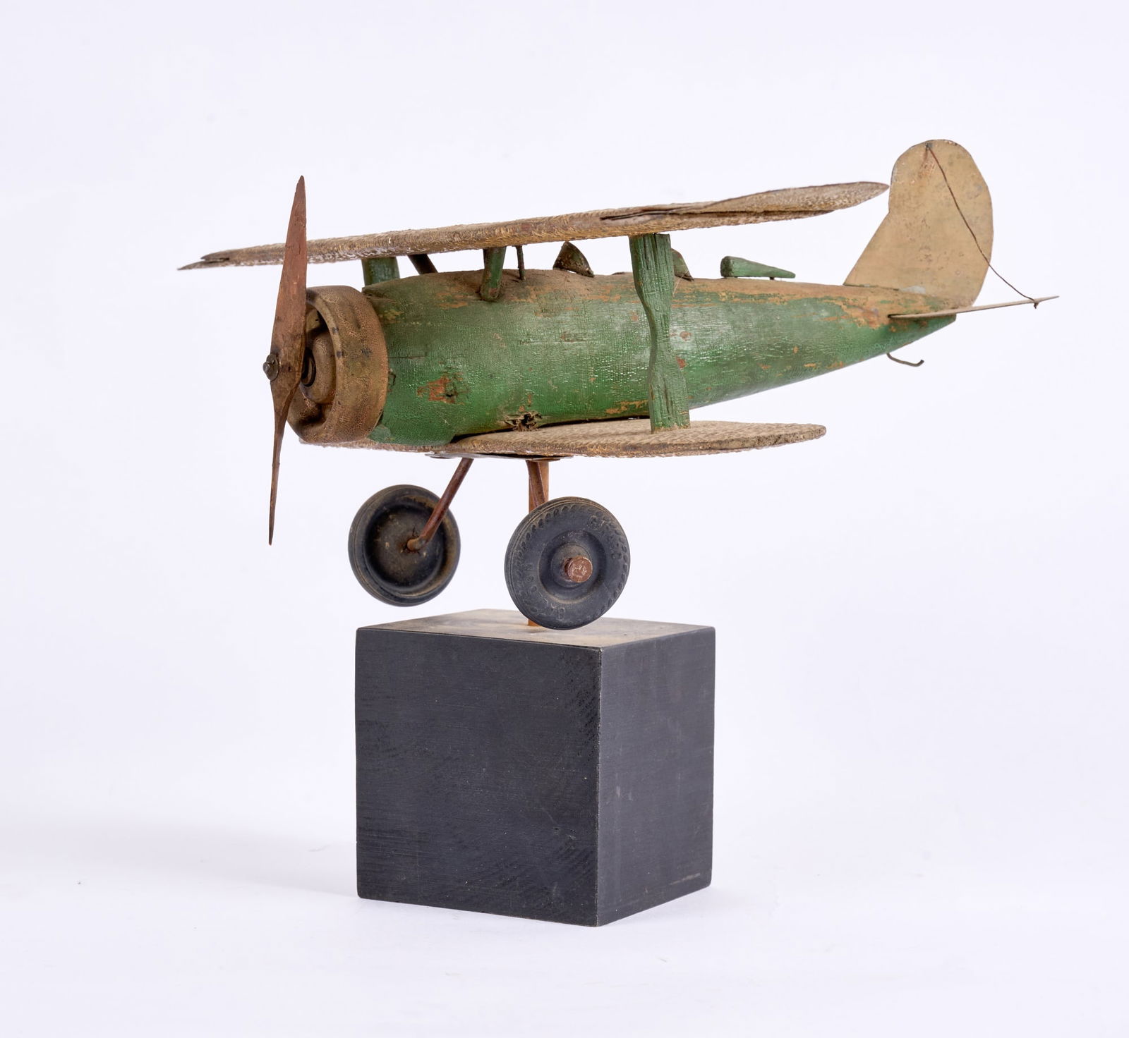 EARLY (20th c) PAINTED FOLK ART BIPLANE MODEL (1 of 8)