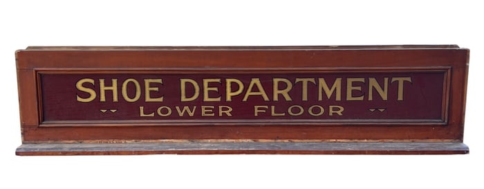 MANCHESTER, NH SHOE DEPT. REVERSE GLASS SIGN