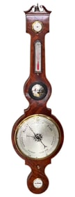 MAHOGANY WHEEL BAROMETER by G. WILLIS of NORTHWICH