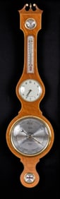 HOLBORN WHEEL BAROMETER with CLOCK made in ENGLAND