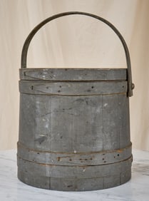 WILDER P. CLARK PINE FIRKIN in SLATE BLUE PAINT