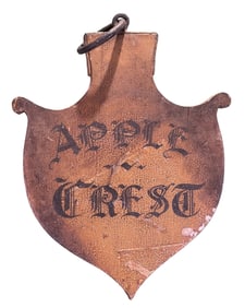 (19th c) CARVED & PAINTED APPLECREST SIGN