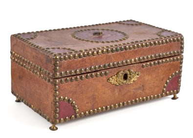 ZENAS COLEMAN BRASS STUDDED LEATHER BOX