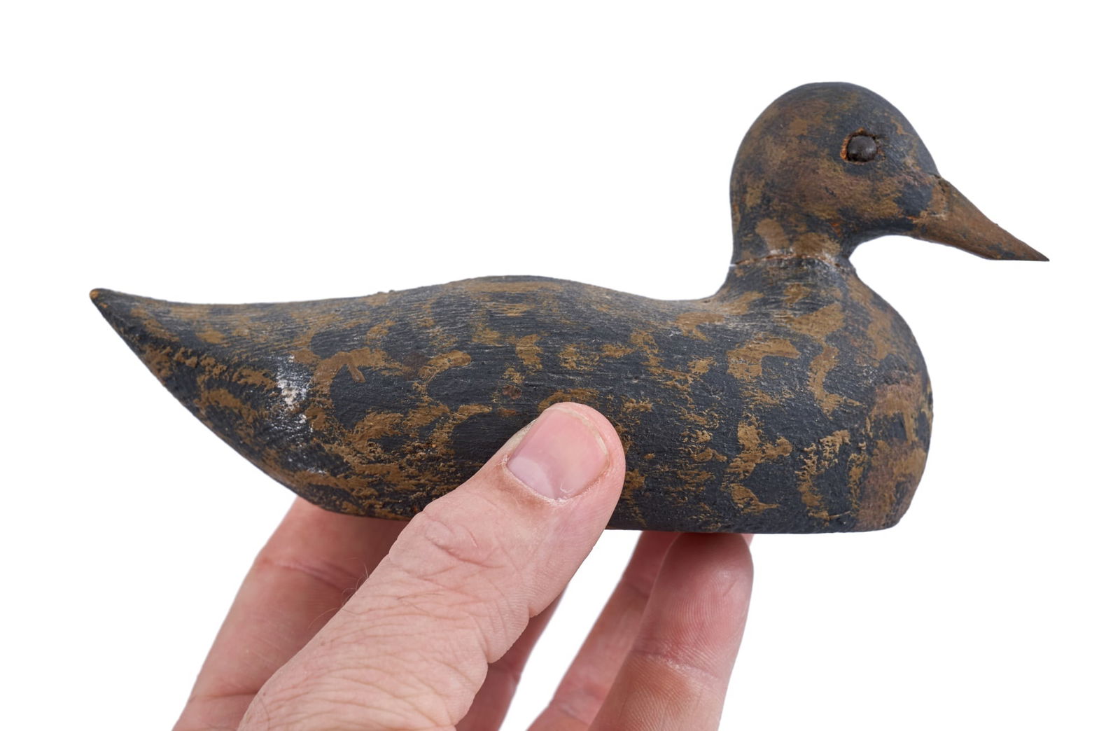 MINIATURE CARVED & PAINTED MOTTLED DUCK DECOY (1 of 9)