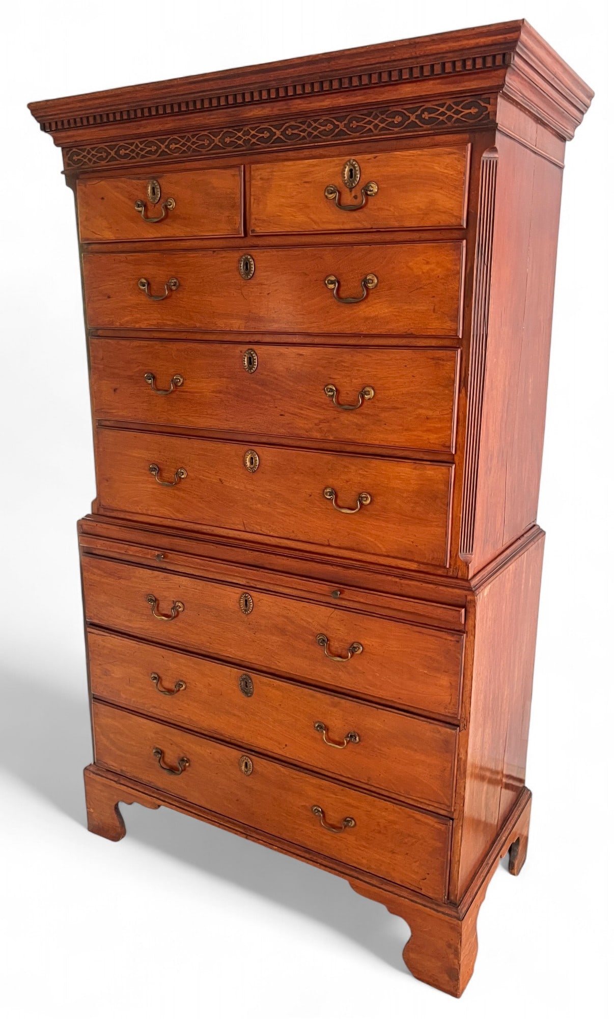 (18th c) GEORGIAN GENTLEMAN'S CHEST ON CHEST (1 of 14)